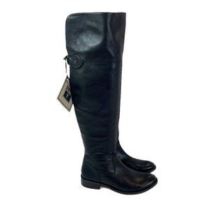 Frye Shirley Over The Knee Riding Boot Size 8B Black Leather Zip Engineer OTK